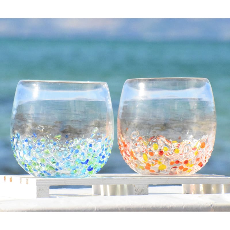 つぶつぶ丸グラス（青系） | てぃだ工房 Online Store