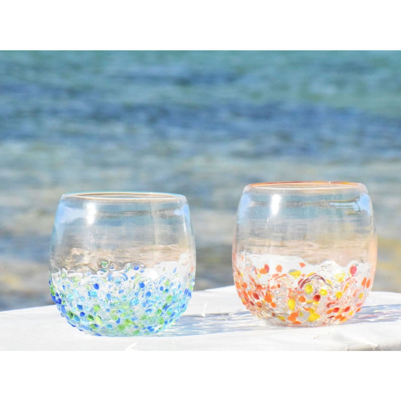 つぶつぶ丸グラスセット（青系・オレンジ系） | てぃだ工房 Online Store