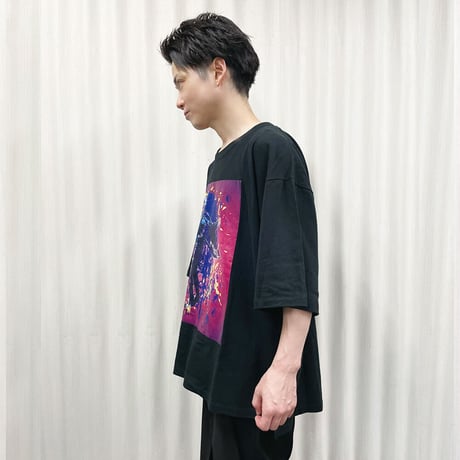 TAKAYUKI TAZAWA シルエットデザインBIG Tシャツ/BLACK