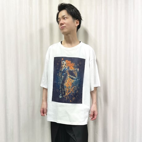 TAKAYUKI TAZAWA シルエットデザインBIG Tシャツ/WHITE