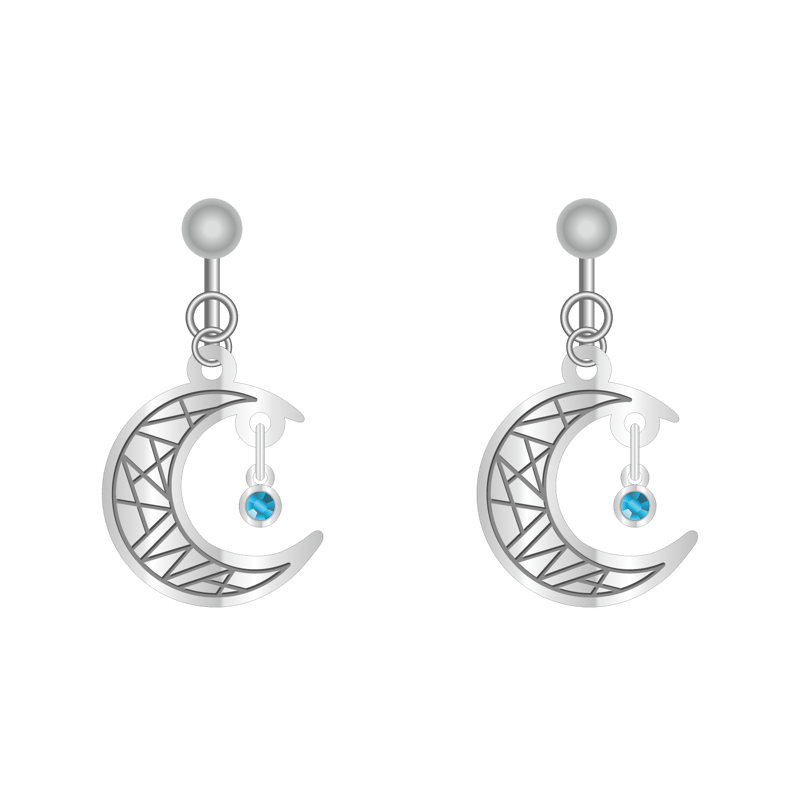 █かりもん★イヤリング DIAMOND DOUBLE MOON EARRINGS(2JE0164)K10 イヤリング｜スター