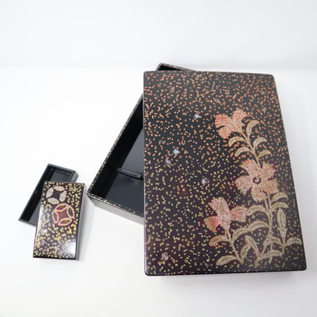 漆塗りの硯箱と印箱セット 漆塗りの硯箱と印箱セット 漆塗りの硯箱と印