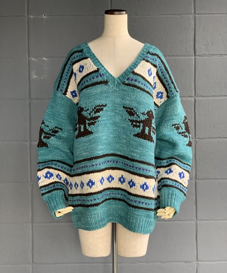 vintage ワンスター グリーン　エクアドルニット ECUADOR V NECK KNIT | YURT