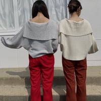リサイクルポリエステル糸セーラーカラーニット