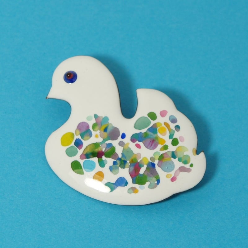 日本製 七宝焼 スワン 白鳥 ブローチ 七宝焼き KB00004 | Tyrr