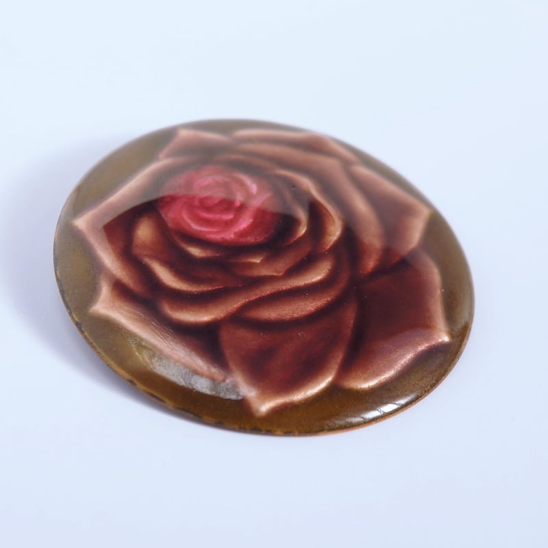 日本製 七宝焼 ローズ 薔薇 ブローチ 七宝焼き かめれおん | Tyrr