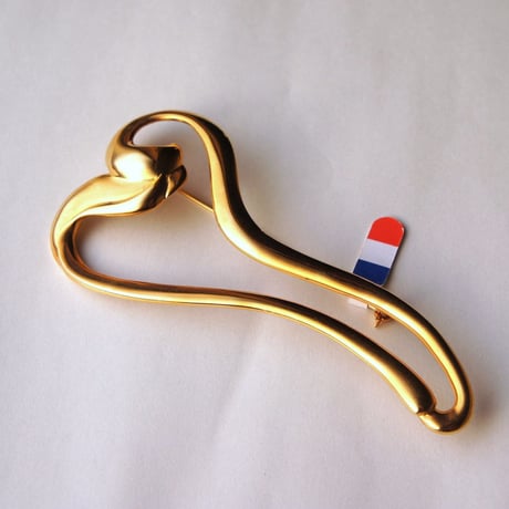 希少 P&M Paris ちょうちょ ヴィンテージ クリア ゴールド ブローチ