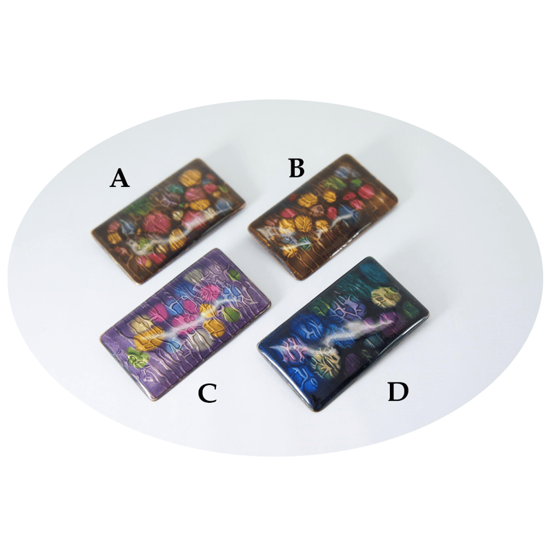 日本製 七宝焼 長方形 水玉 ブローチ 七宝焼き ポルカドット KB00050