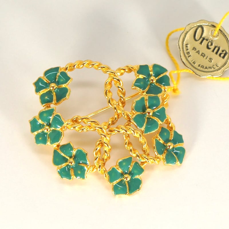 ORENA オレナ フラワー リース ブーケ レトロ ブローチ フランス Orena