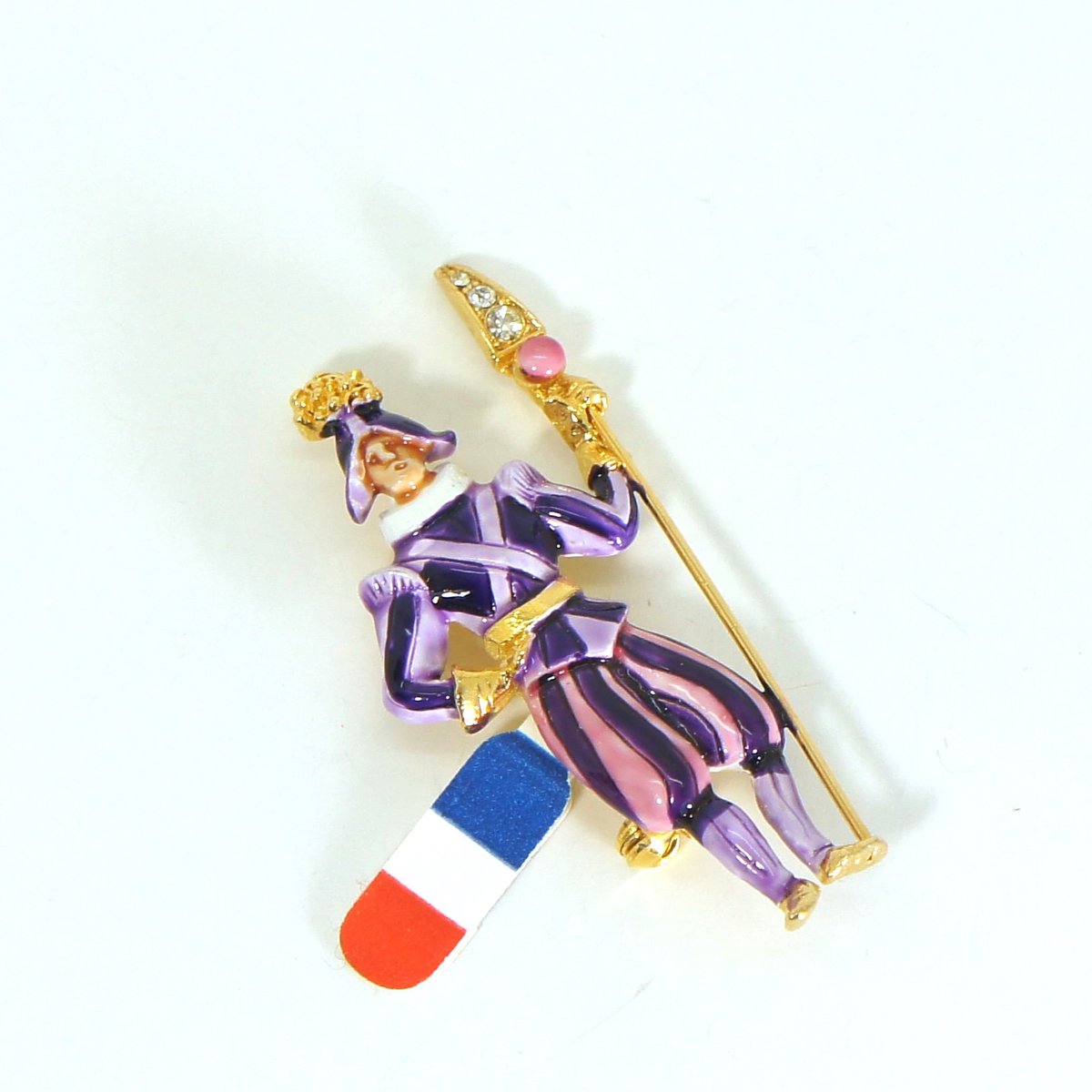 フィギュア ブローチ ラインストーン 中世 貴族 衛兵 エナメル