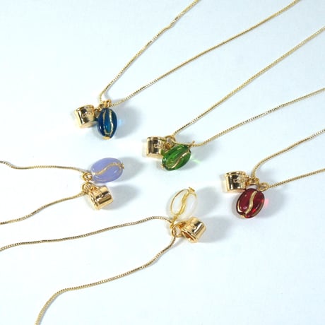 18KGP 本金 カフェ コーヒーカップ  ＆ コーヒー豆  ペンダント ネックレス スライダー チェーン　AN00046