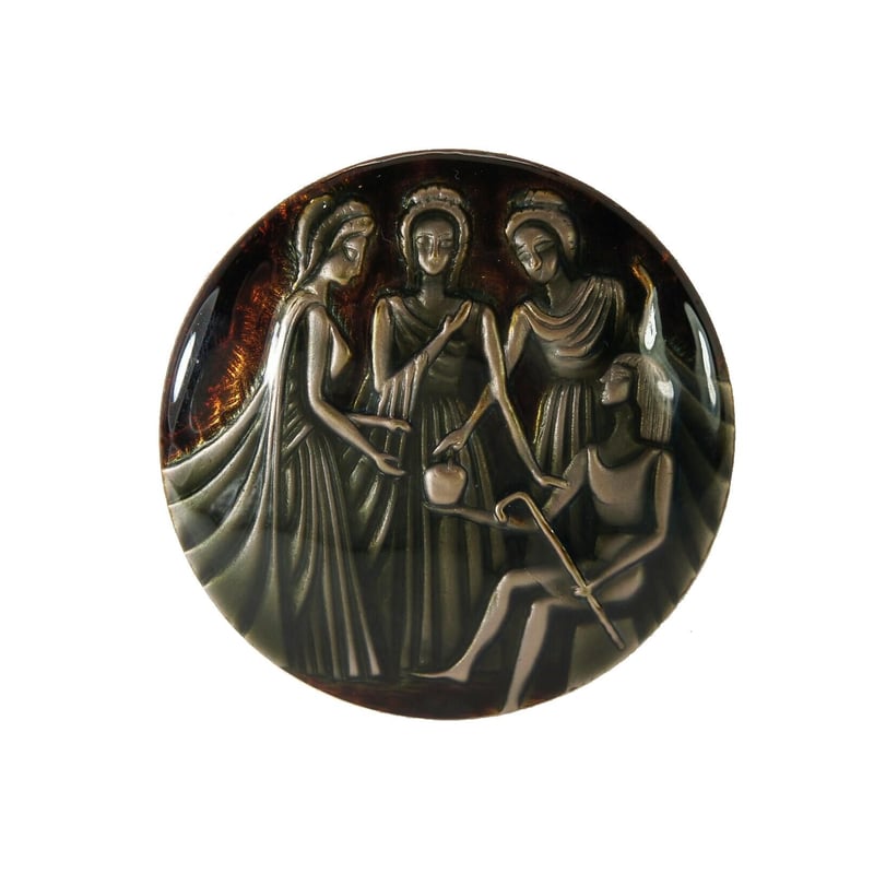 日本製 七宝焼 ギリシャ神話「パリスの審判」 ブローチ 七宝焼き  