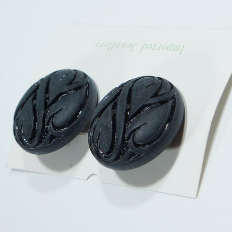 アールヌーボ スペード カービング ボタニカル イヤリング 西ドイツ ヴィンテージ アンティーク　E00028