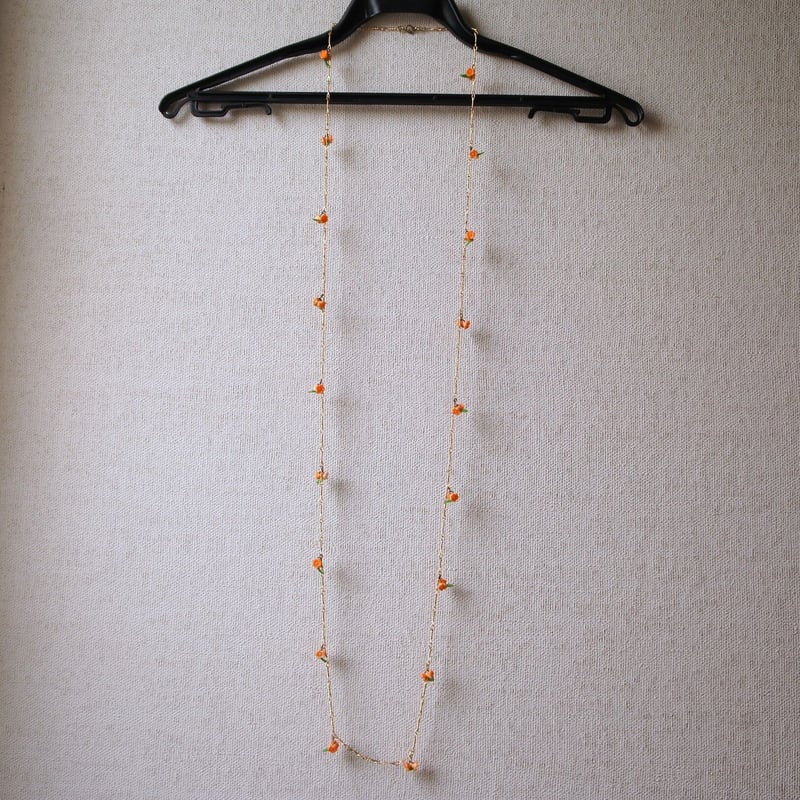 オールド フラワー ガラス ロング ネックレス 西ドイツ ヴィンテージ