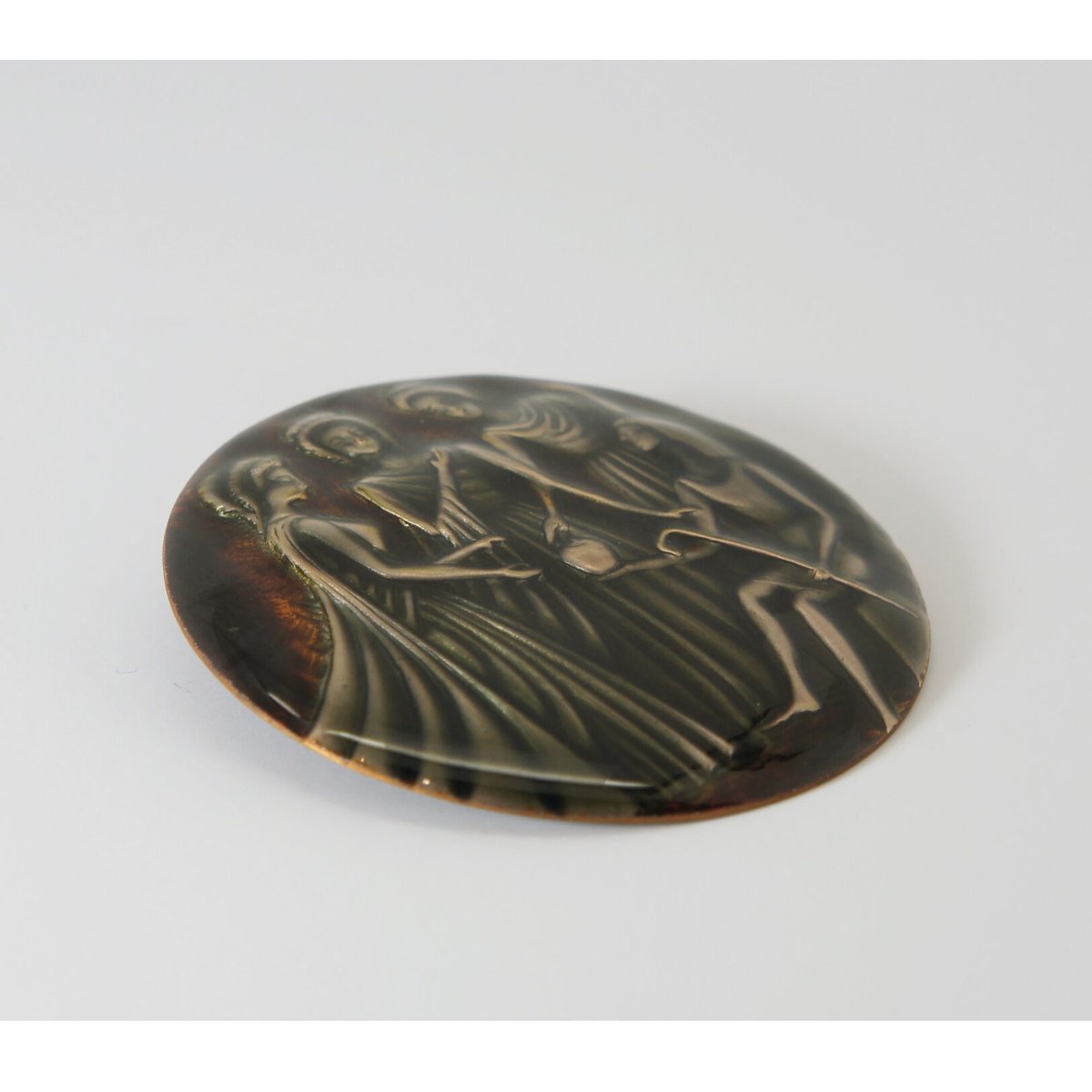 日本製 七宝焼 ギリシャ神話「パリスの審判」 ブローチ 七宝焼き  