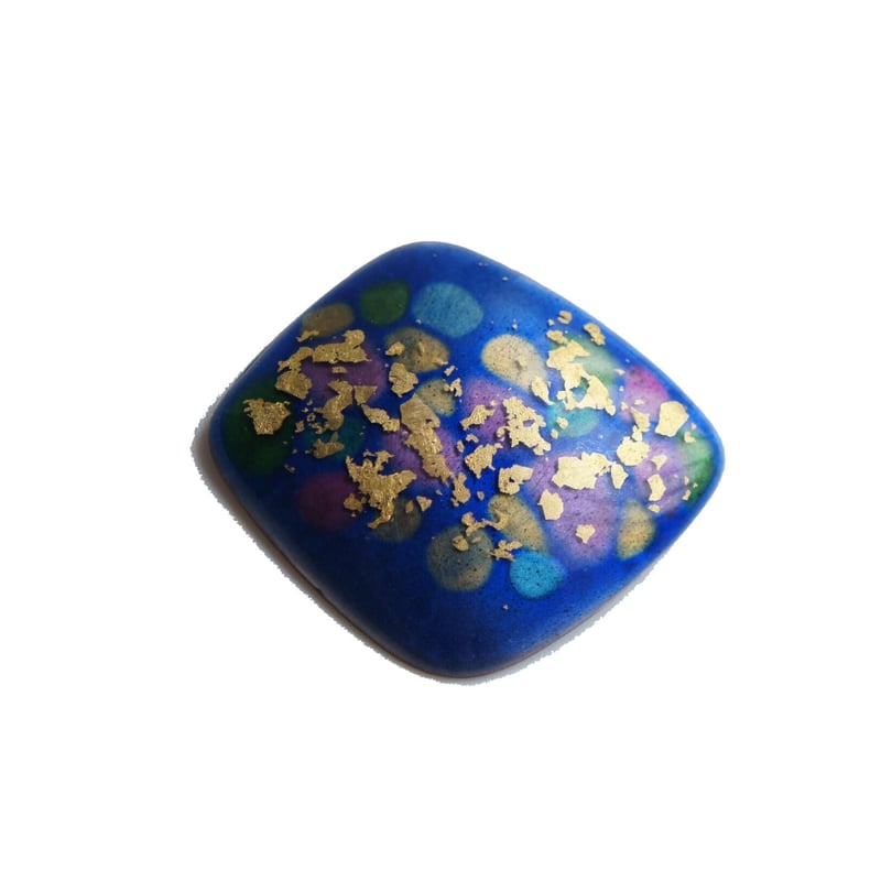 日本製 七宝焼 ゴールドダスト 金箔 ブローチ 七宝焼き かめれおん