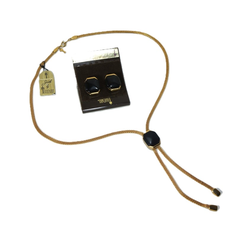 イヤリング＆ネックレス 2点 セット ループタイスタイル リボン