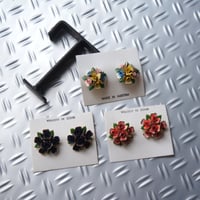 レトロ イヤリング Lサイズ エナメル フラワー オーストリア ヴィンテージ アンティーク　E00140