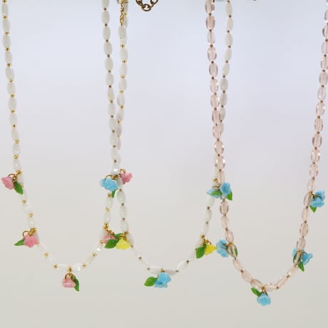 西ドイツヴィンテージ オールドガラス フラワー ネックレス アンティーク　Tyrr N00014