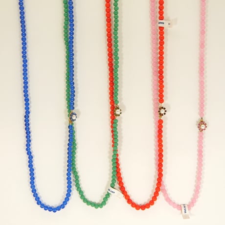 オールドガラス 80cm ロング ネックレス スワロフスキー クリスタルガラス クラスプ  USA ヴィンテージ アンティーク　NW00010