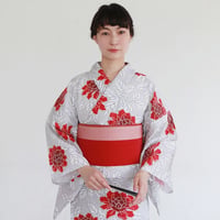 KAGUWA 浴衣・お仕立てあがりー春牡丹（灰×赤）