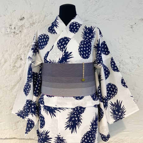 KAGUWA 浴衣・お仕立てあがりー鳳梨/パイン（紺）