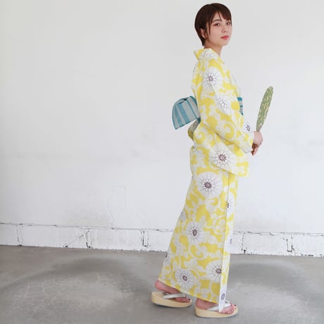 KAGUWA 浴衣・お仕立てあがりー花唐草（黄色）