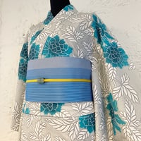 KAGUWA 浴衣・お仕立てあがりー春牡丹（灰×浅葱）