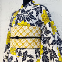 KAGUWA 浴衣・お仕立てあがりー春牡丹（紺×黄色）