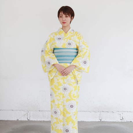 KAGUWA 浴衣・お仕立てあがりー花唐草（黄色）