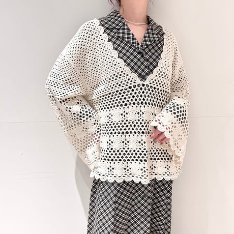 white crochet  knit
