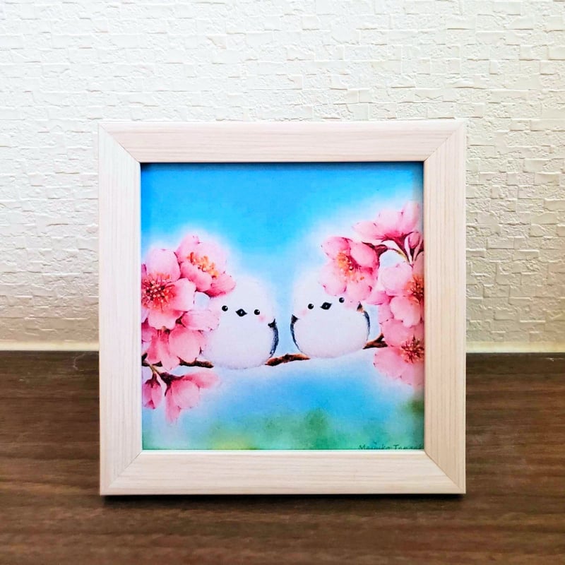 幸せを運ぶシマエナガ“シマエナガと桜” | MayukoTanzaki Art Shop