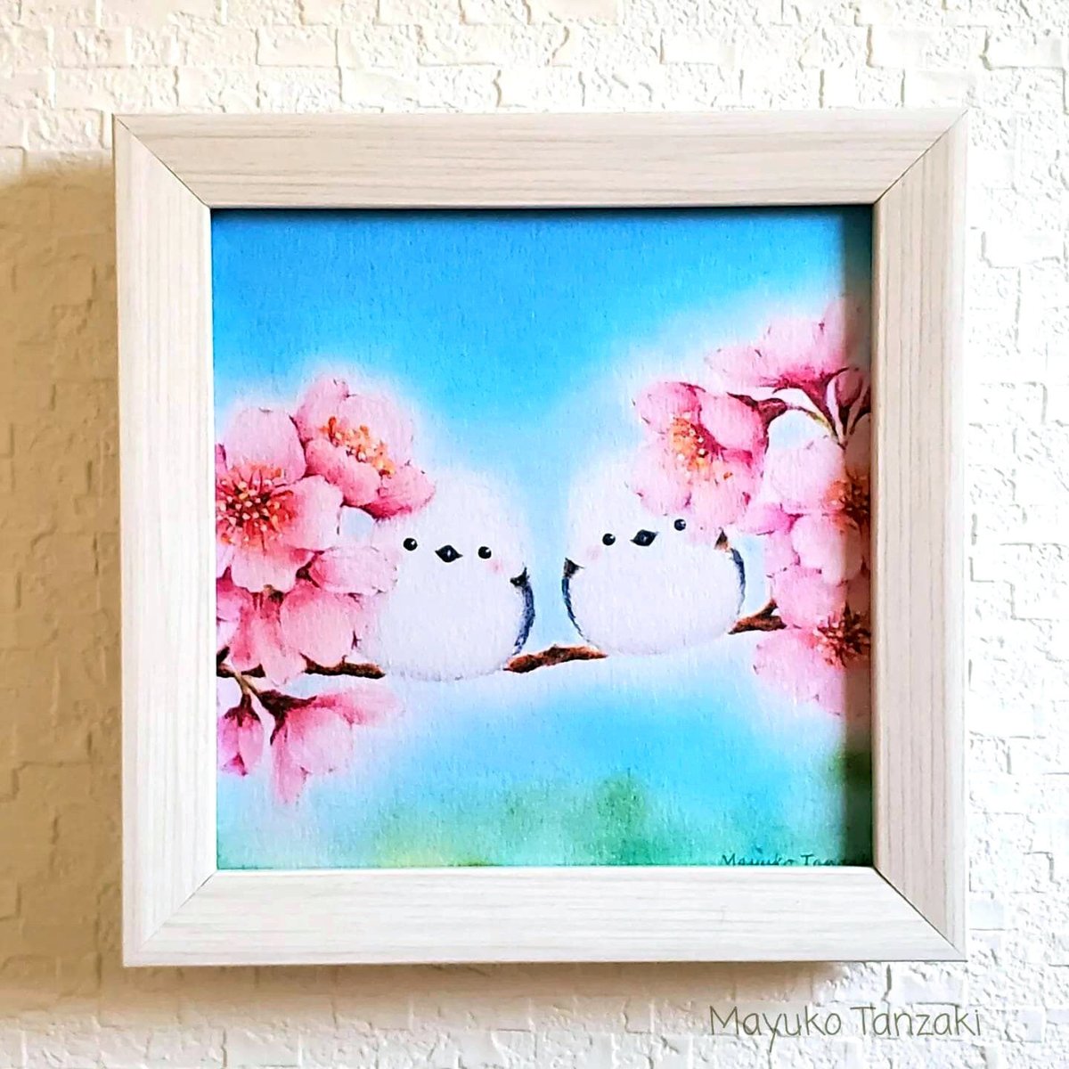 幸せを運ぶシマエナガ“シマエナガと桜” | MayukoTanzaki Art Shop