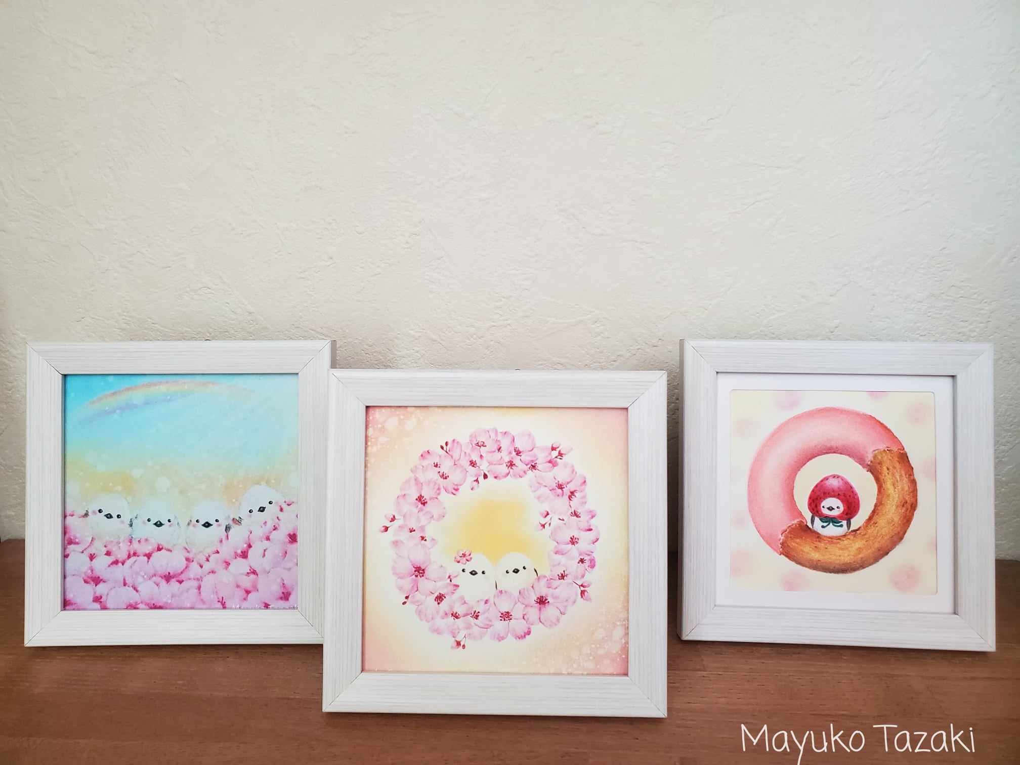 フラワーリース&シマエナガさん 幸せを運ぶシマエナガ「桜リース」 | MayukoTanzaki Art Shop