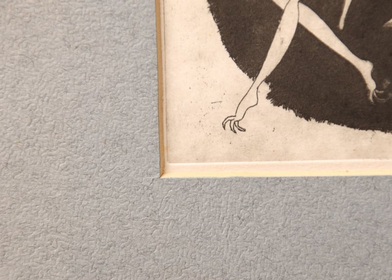 模写】【版画】昭和レトロ/1969/kenzo/版画/銅版画/ハート/妖精