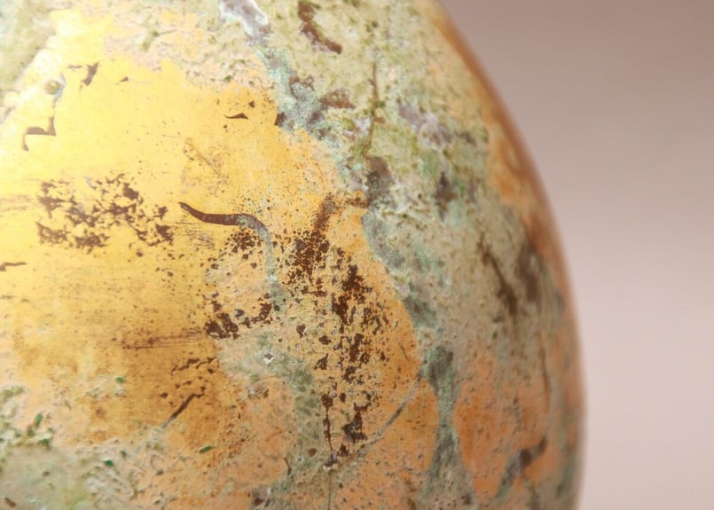 激安❣️ 中国 日本 花瓶 骨董  年代品、青銅器金彩模様  サイン入り 花瓶 Yahoo!オークション - 【1-207】 峰雲作 純金箔 青銅 花瓶 花器 花入