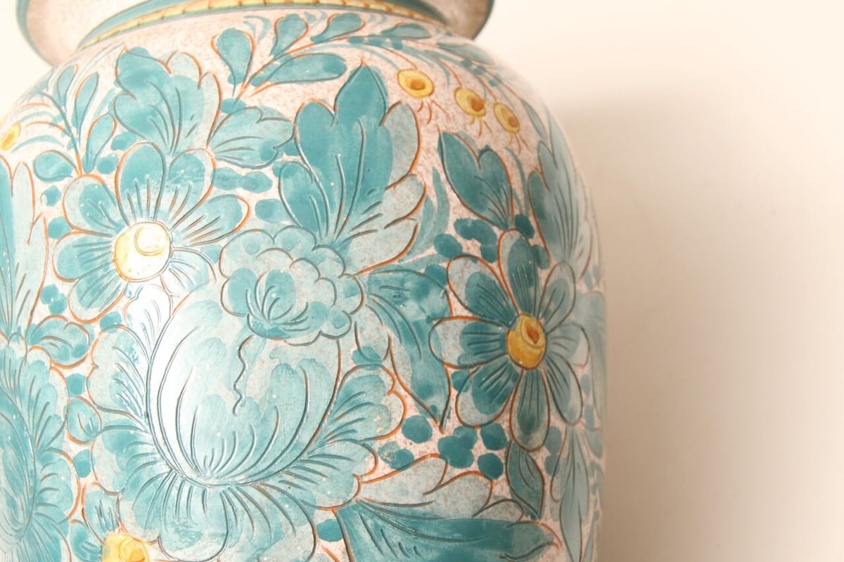 flower vase/花瓶/DERUTA/ハンドペイント/イタリア製/手書き/壺/ITALY...