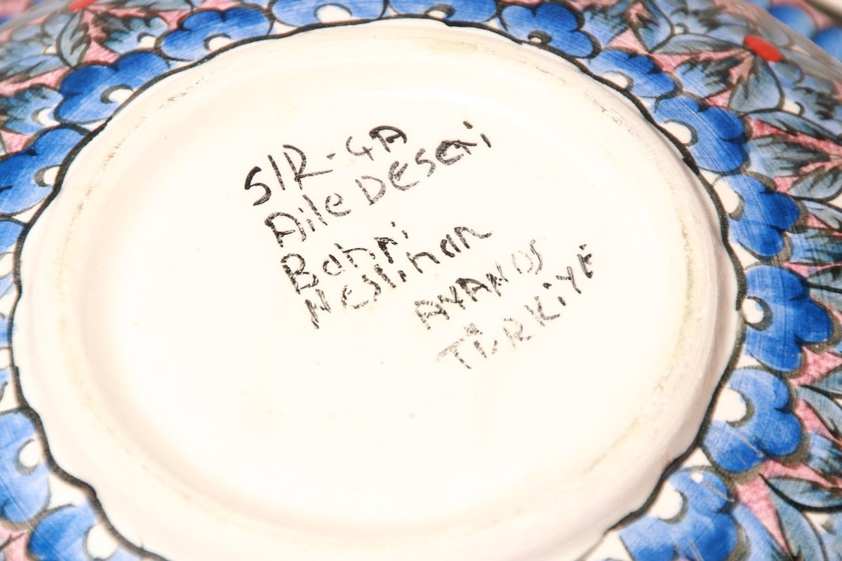 絵皿/ヴィンテージ/花柄/ゆるい/ハンドペイント/大皿/ボウル皿/made in