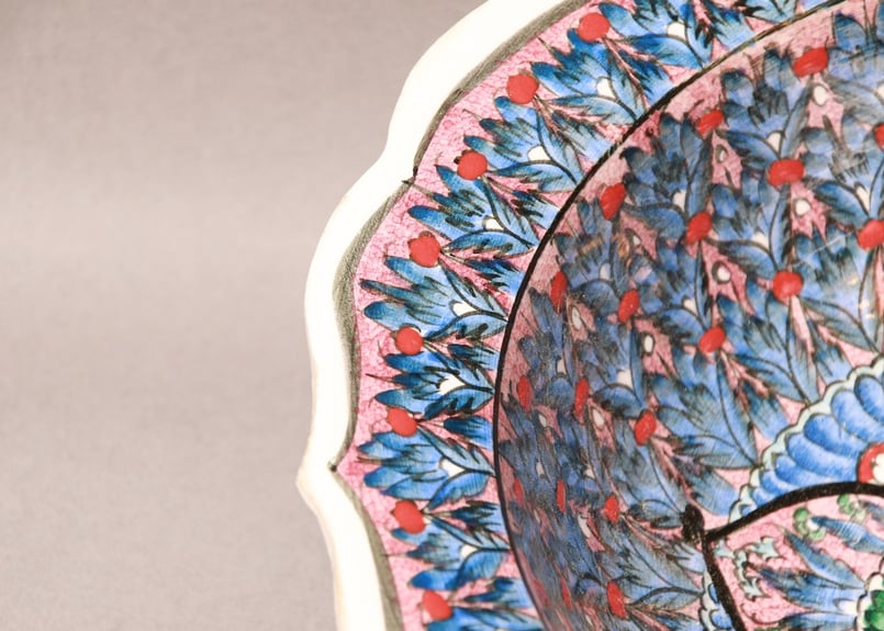 絵皿/ヴィンテージ/花柄/ゆるい/ハンドペイント/大皿/ボウル皿/made in