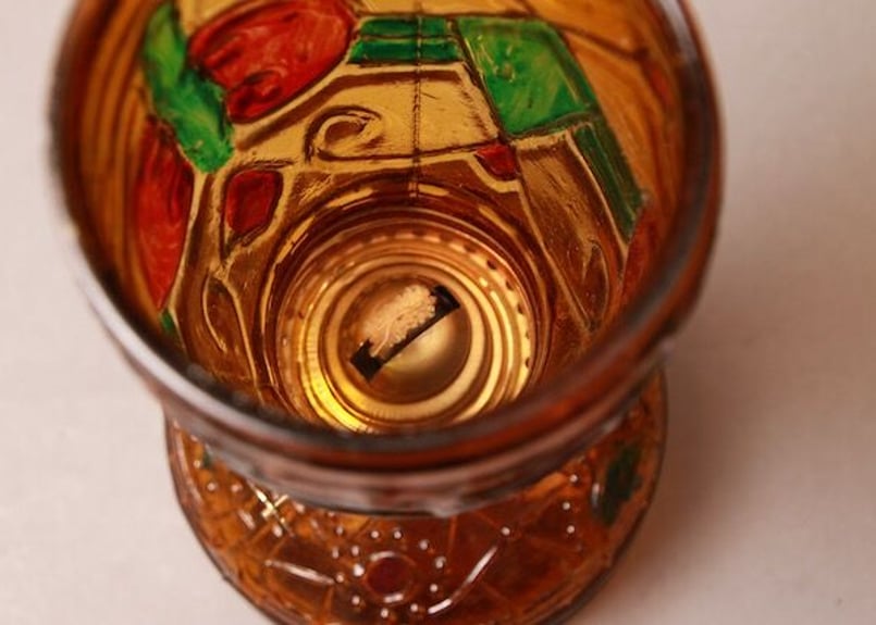 昭和レトロ オイルランプ 色ガラス B743サ 昭和レトロ/オイルランプ/ヴィンテージ/ホンコン/made in HONG