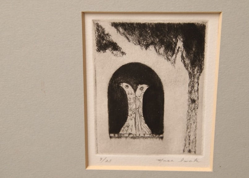 【模写扱い】【額装なし】木版画 棟方志功 作『大江天主堂の柵』 模写扱い】【額装なし】木版画 棟方志功 作『大江天主堂の柵