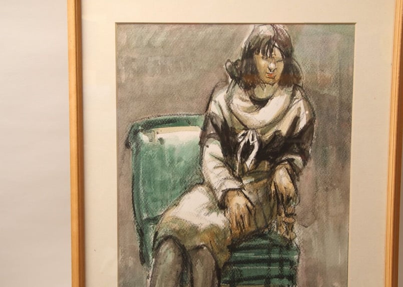 真作】堺井秀雄/絵画/油絵/婦人生像/1983/画家/兵庫県出身