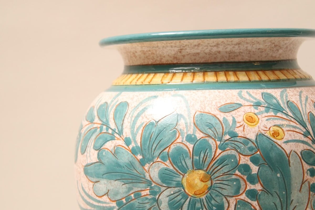 flower vase/花瓶/DERUTA/ハンドペイント/イタリア製/手書き/壺/ITALY...