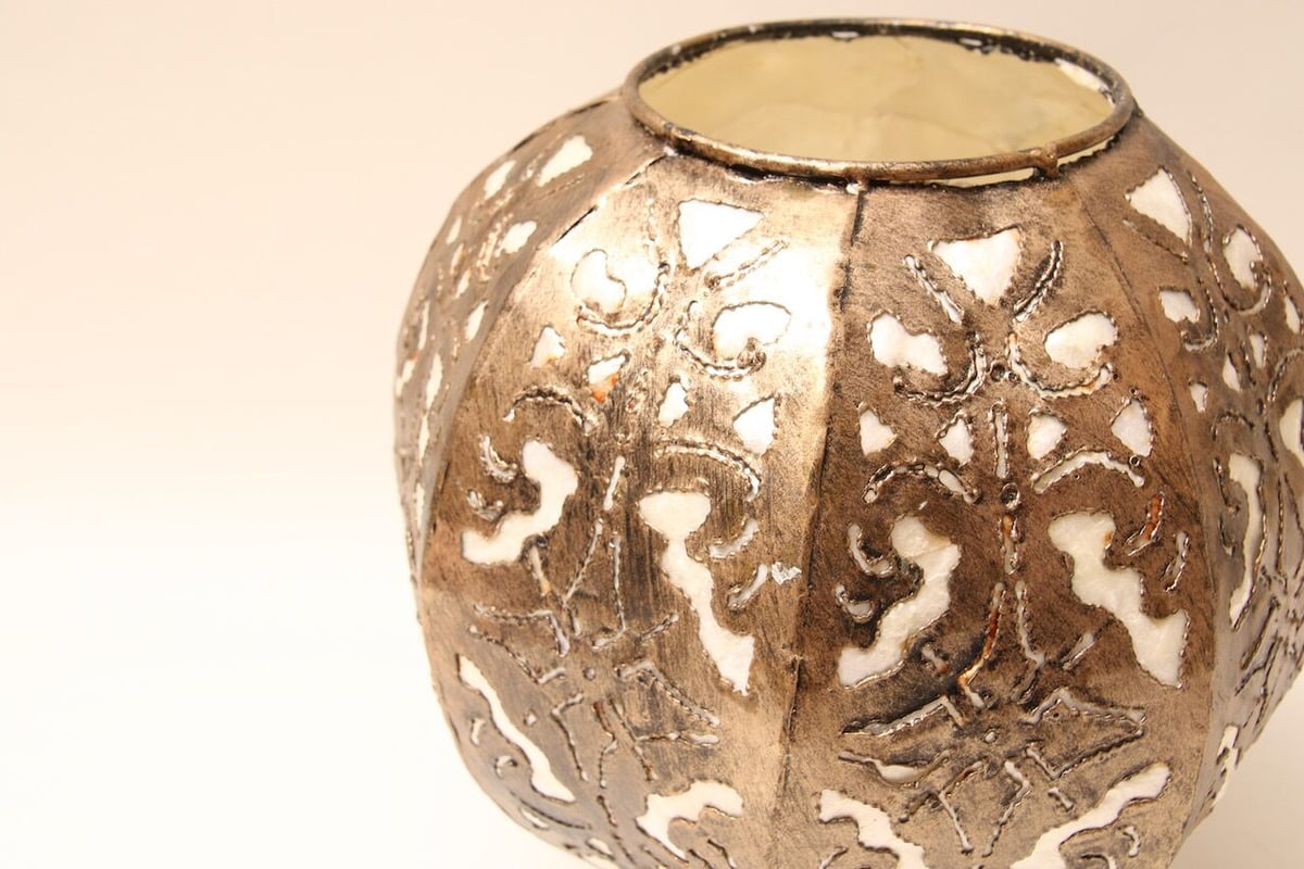 昭和レトロ/電傘/貝/金属/装飾/蝋燭盾/ろうそく/ランプ傘/インテリア