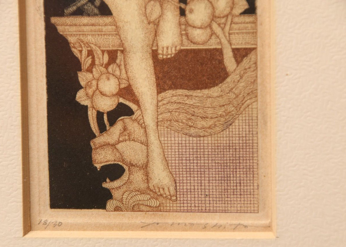 銅版画　横になる裸婦 真作】昭和レトロ/山下清澄/銅版画/エッチング/裸婦/18番目