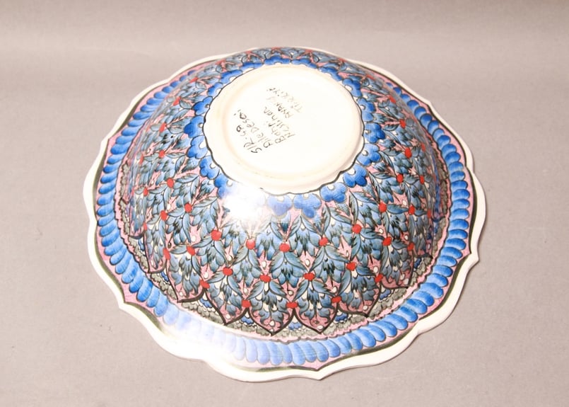 絵皿/ヴィンテージ/花柄/ゆるい/ハンドペイント/大皿/ボウル皿/made in