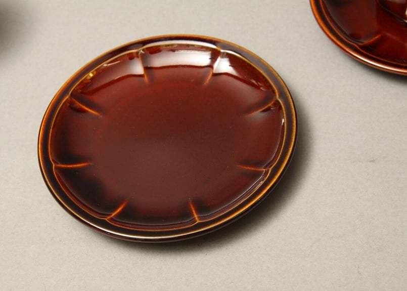 STONEWARE☆昭和レトロポップ☆vintage☆ 昭和レトロ カップ＆ソーサー ブラウン小花模様 STONEWARE 1707-3（未