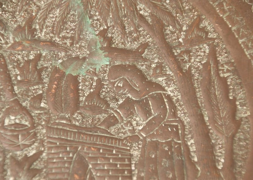 昭和レトロ/イラスト/皿/真鍮/1枚/レア/飾り皿/可愛い/イラスト/彫刻