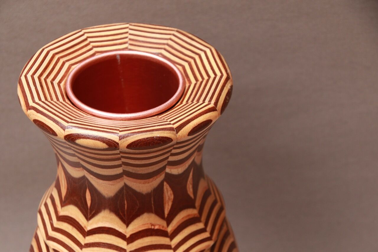花瓶/木工/北欧/flowervase/60S/ヴィンテージ/寄木/壺/花差し/オブジェ