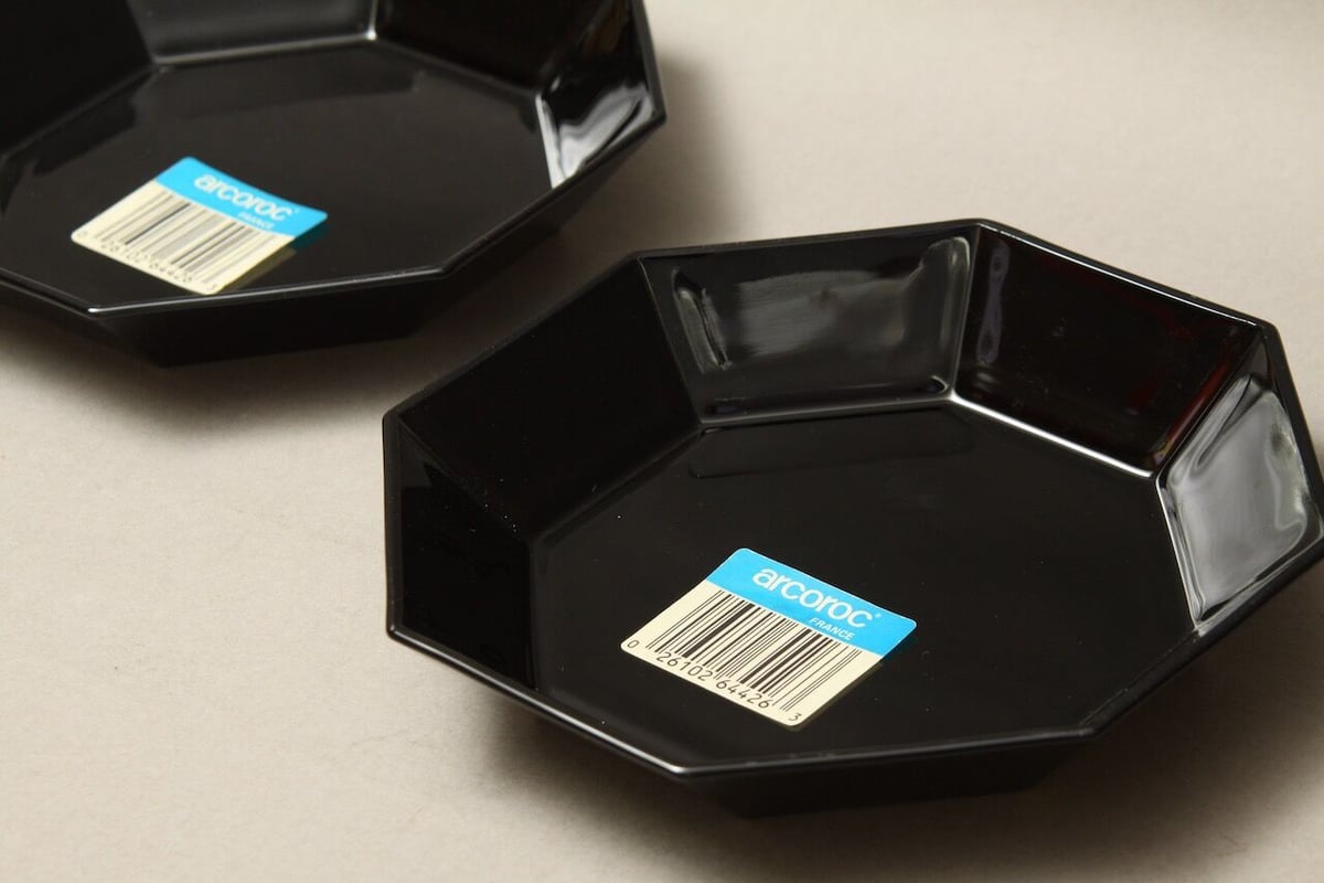 未使用ビンテージ arcoroc france フランス製強化ガラスアスペン大鉢 フランス アルコロック arcoroc ガラス皿23cmペア ヴィンテージ